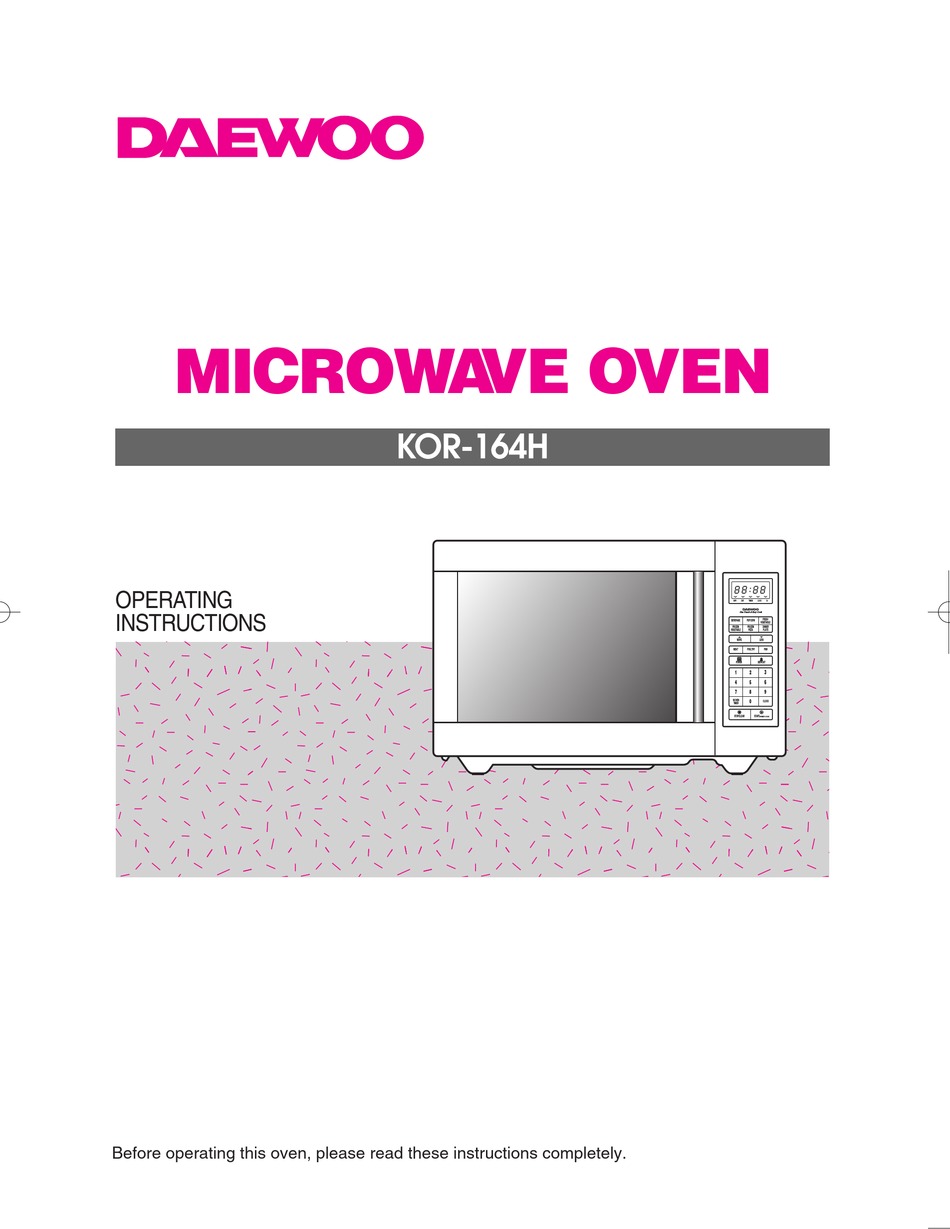 DAEWOO KOR-164H OPERATING INSTRUCTIONS MANUAL Pdf Download | ManualsLib