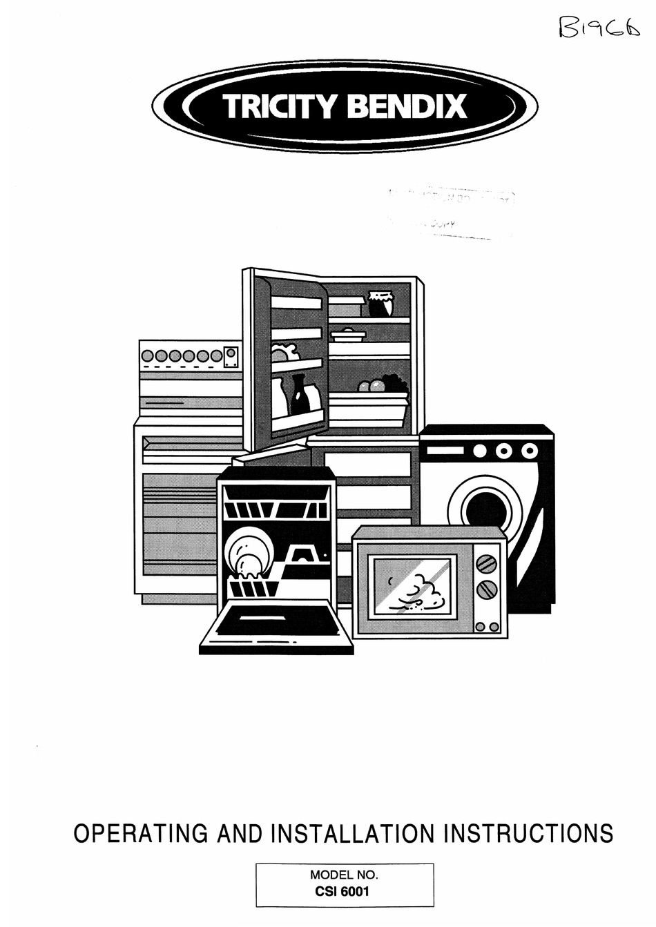 TRICITY BENDIX CSI 6001 OPERATING AND INSTALLATION INSTRUCTIONS Pdf