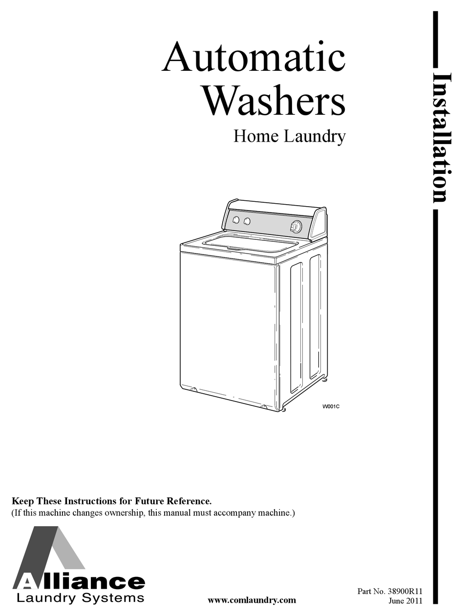 ALLIANCE LAUNDRY SYSTEMS 38900R11 INSTALLATION MANUAL Pdf Download