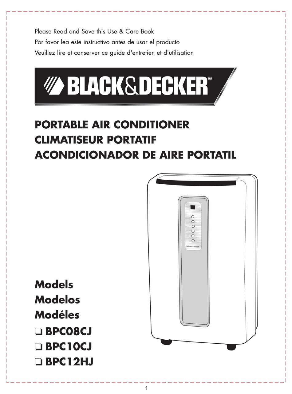 BLACK+DECKER Portable Air Conditioner Instruction Manual for 8000