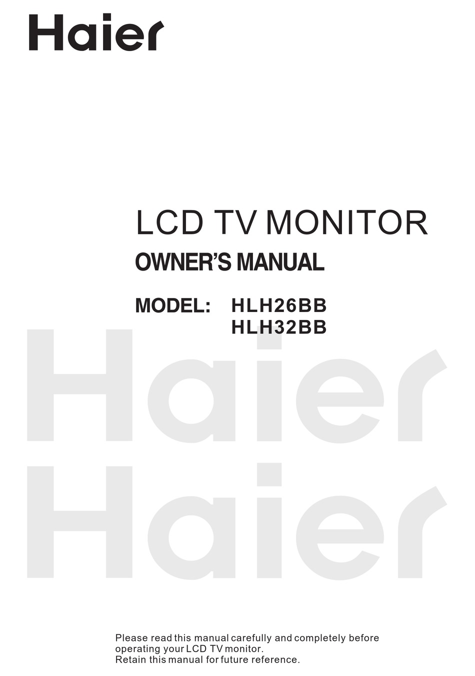 HAIER HLH32BB OWNER'S MANUAL Pdf Download | ManualsLib