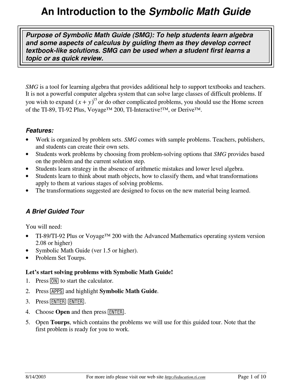 TEXAS INSTRUMENTS TI-89 MANUAL BOOK Pdf Download | ManualsLib