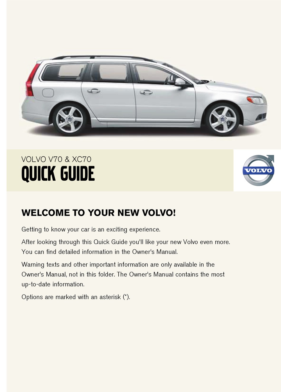 Volvo V70 Quick Manual Pdf Download | Manualslib