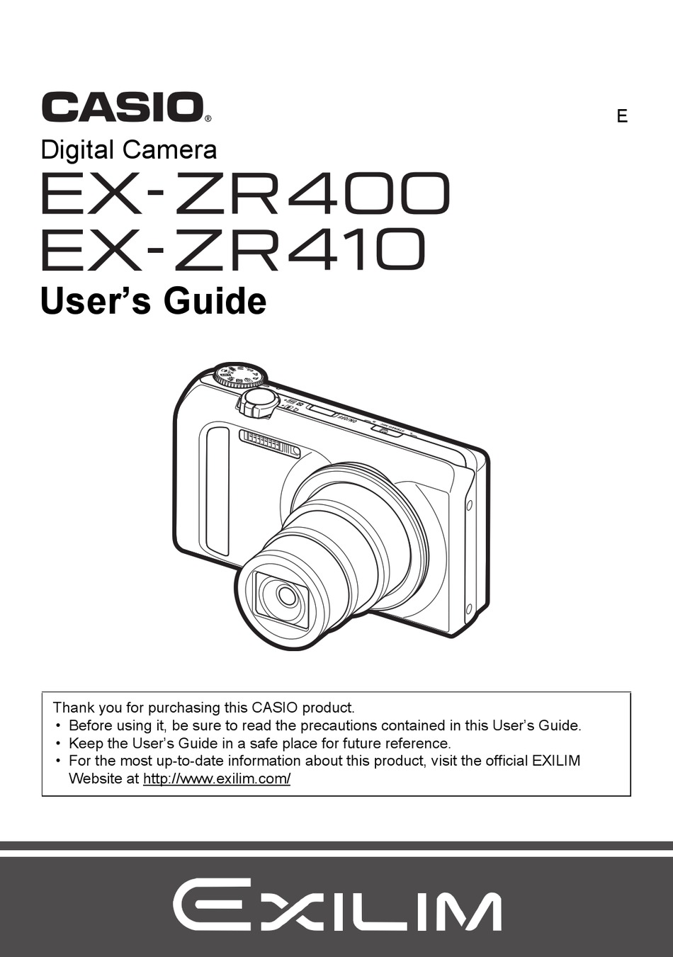 parfum Gehakt Ik heb het erkend CASIO EXILIM EX-ZR400 USER MANUAL Pdf Download | ManualsLib