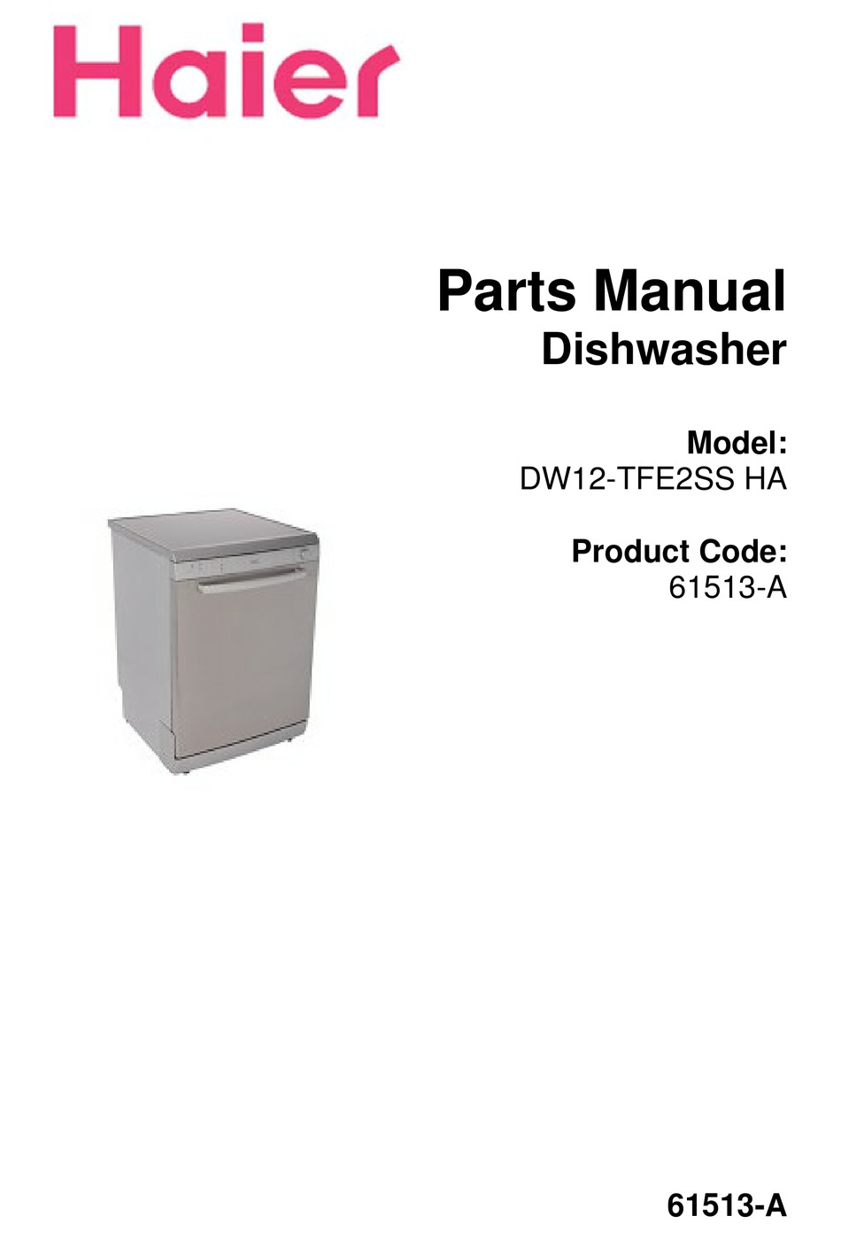 HAIER DW12TFE2SS HA PARTS MANUAL Pdf Download ManualsLib