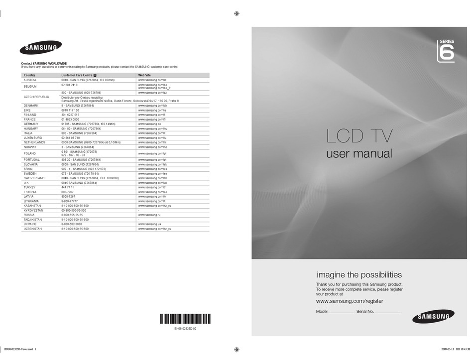 SAMSUNG 6 SERIES USER MANUAL Pdf Download ManualsLib
