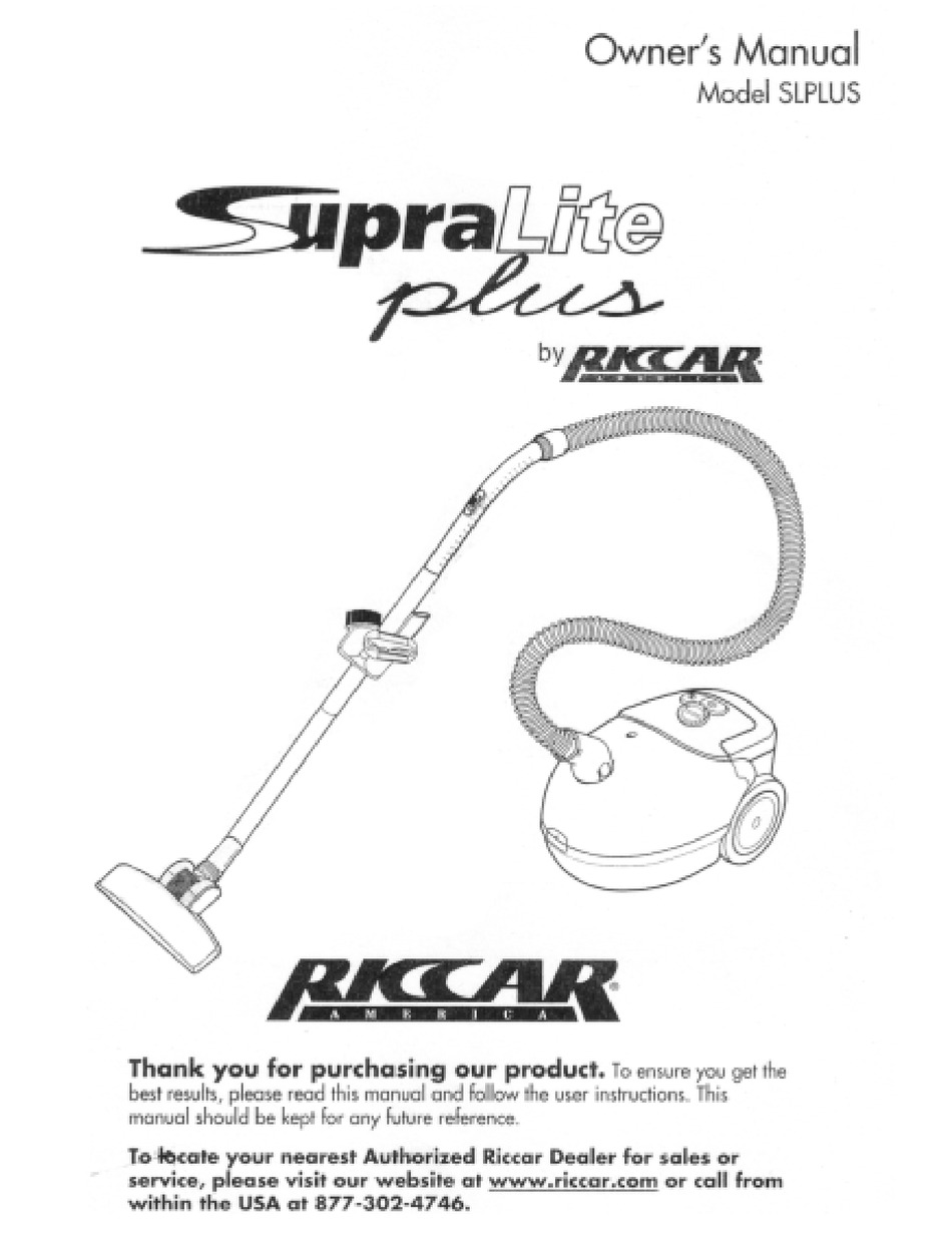 RICCAR SUPRALITE PLUS OWNER'S MANUAL Pdf Download ManualsLib