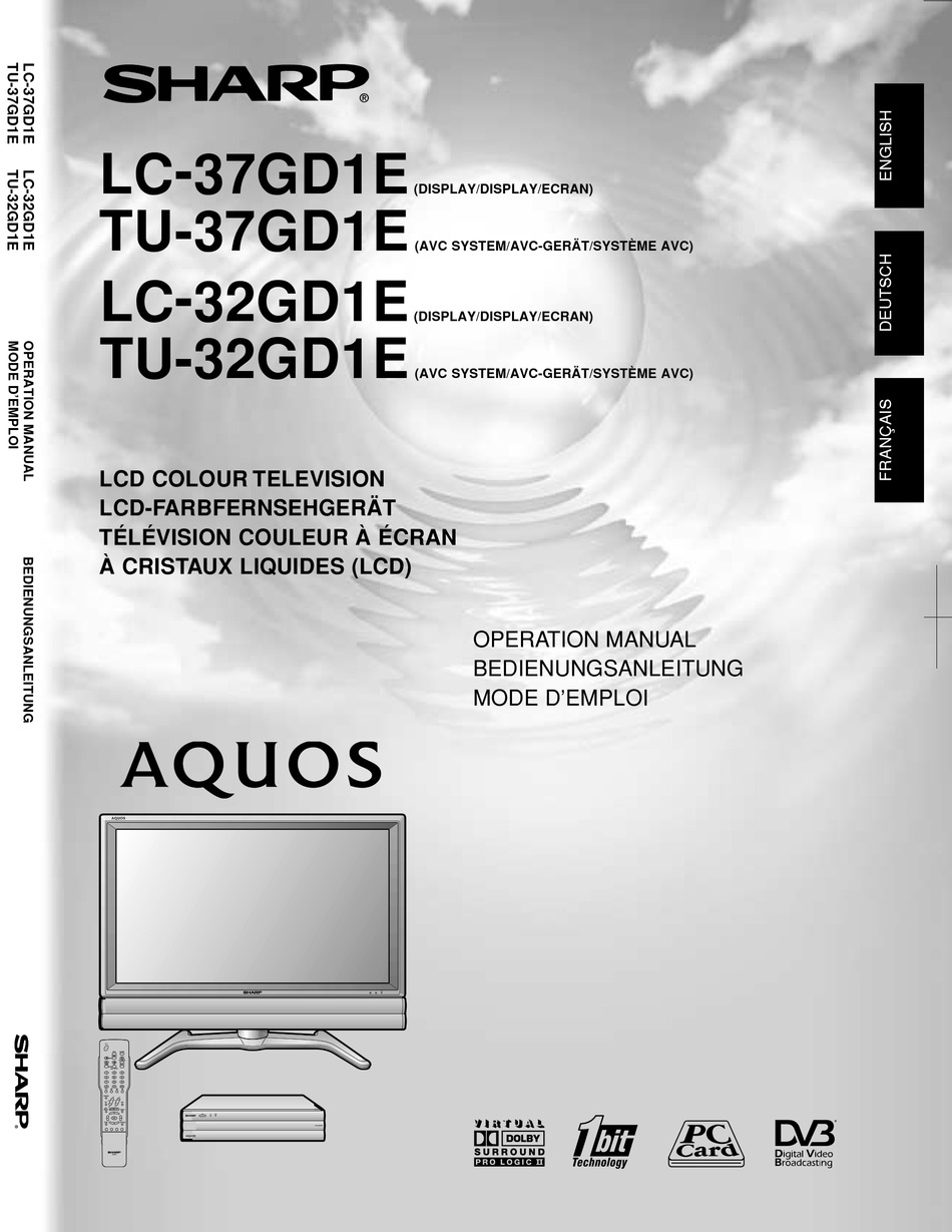 Sharp Aquos Lc 37gd1e Operation Manual Pdf Download Manualslib