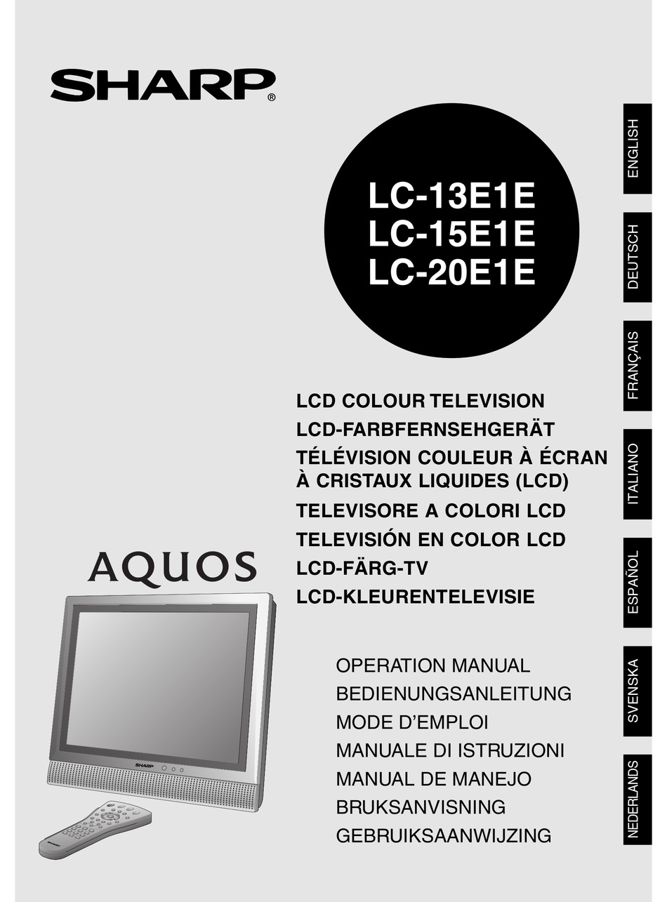 Tv Sharp Aquos Mode D Emploi SHARP AQUOS LC-13E1E OPERATION MANUAL Pdf Download | ManualsLib