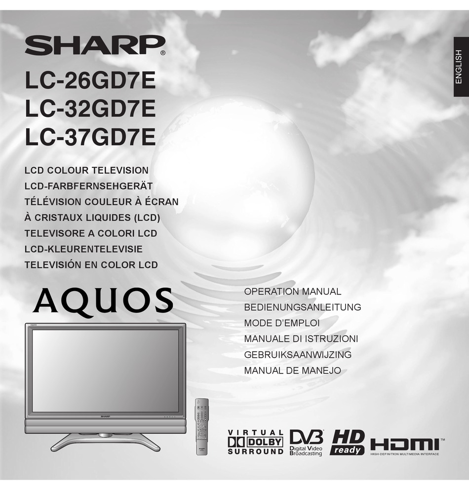 SHARP AQUOS LC26GD7E OPERATION MANUAL Pdf Download ManualsLib