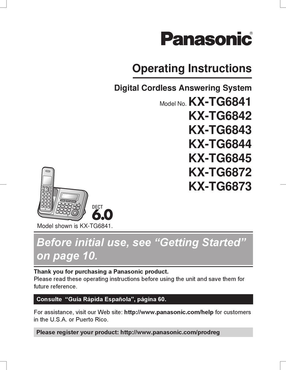 PANASONIC KX-TG6841 OPERATING INSTRUCTIONS MANUAL Pdf Download | ManualsLib