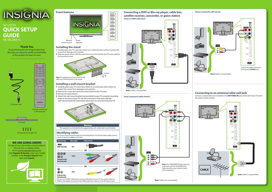 Insignia Ns L A Quick Setup Manual Pdf Download Manualslib