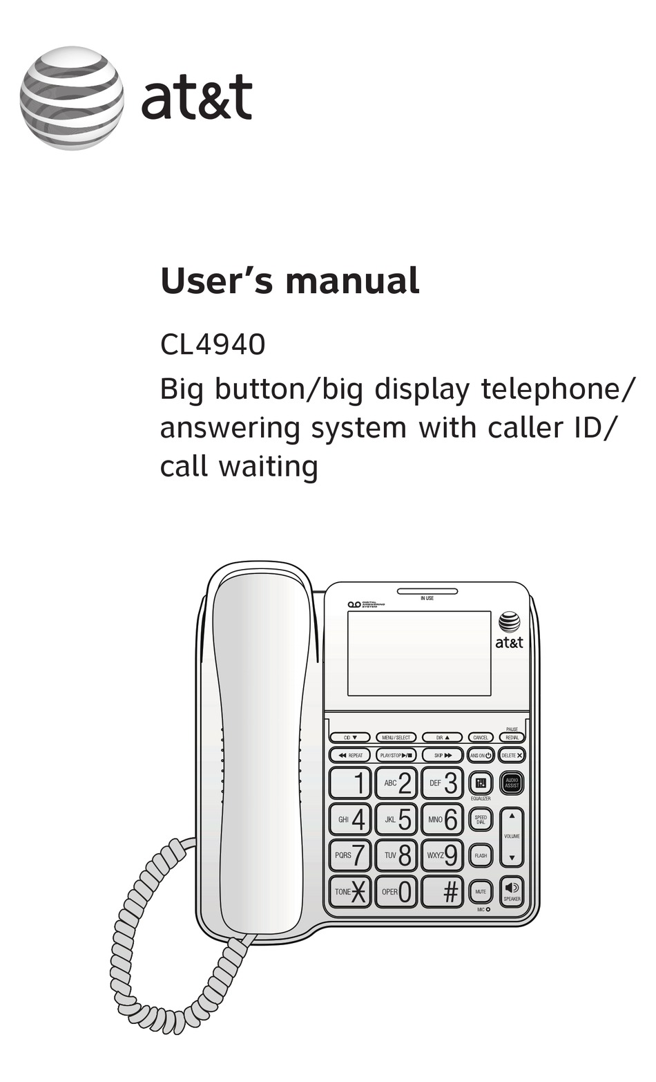 AT&T CL4940 USER MANUAL Pdf Download ManualsLib