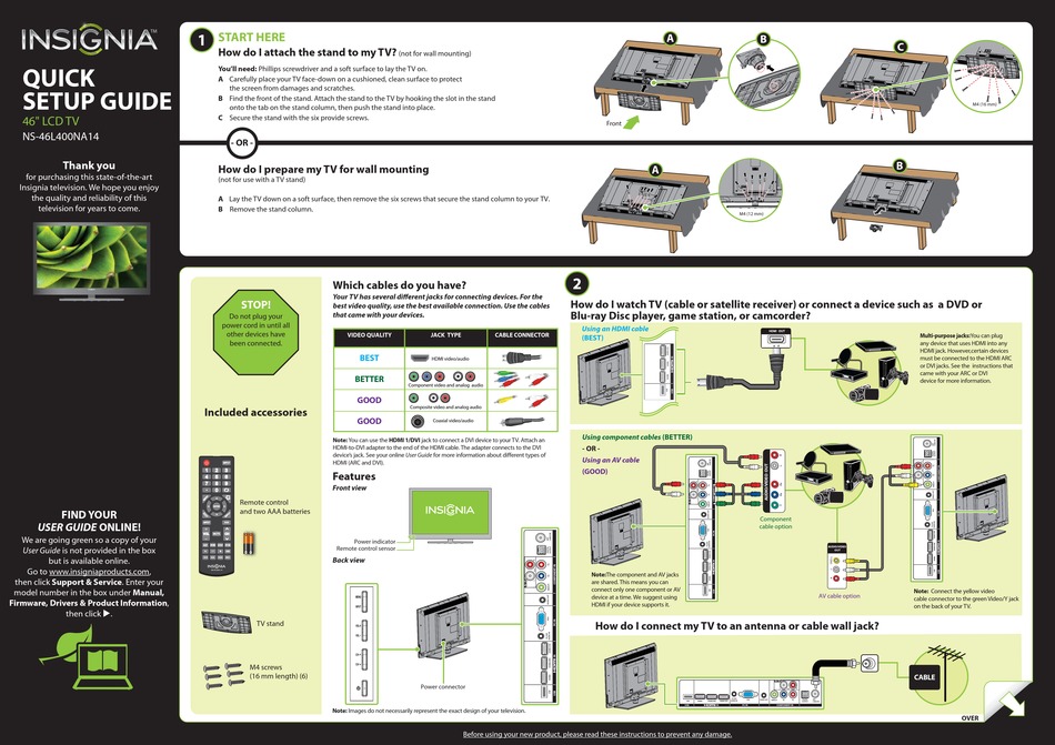 Insignia Ns L Na Quick Setup Manual Pdf Download Manualslib