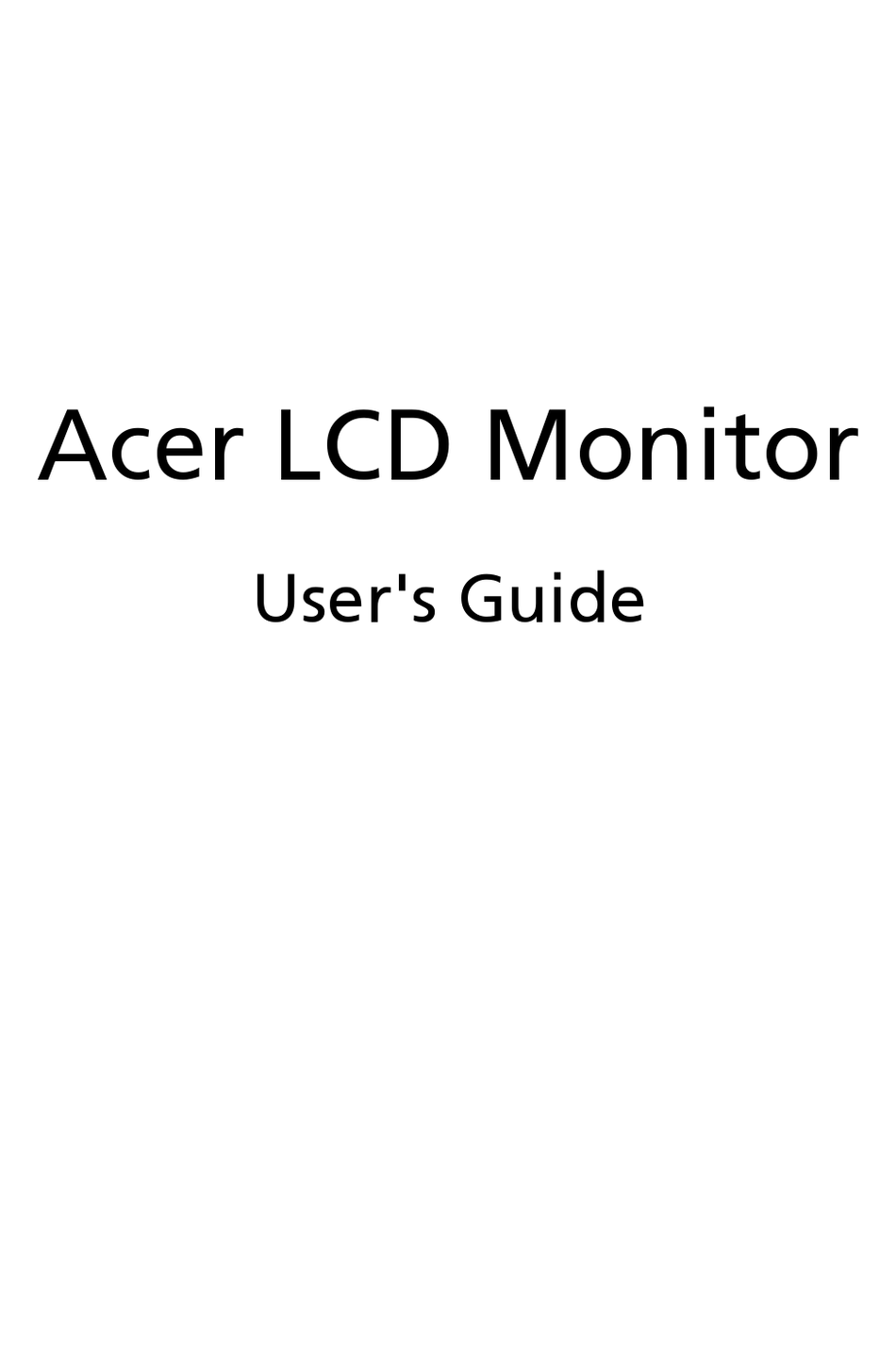 ACER B226HQL USER MANUAL Pdf Download | ManualsLib