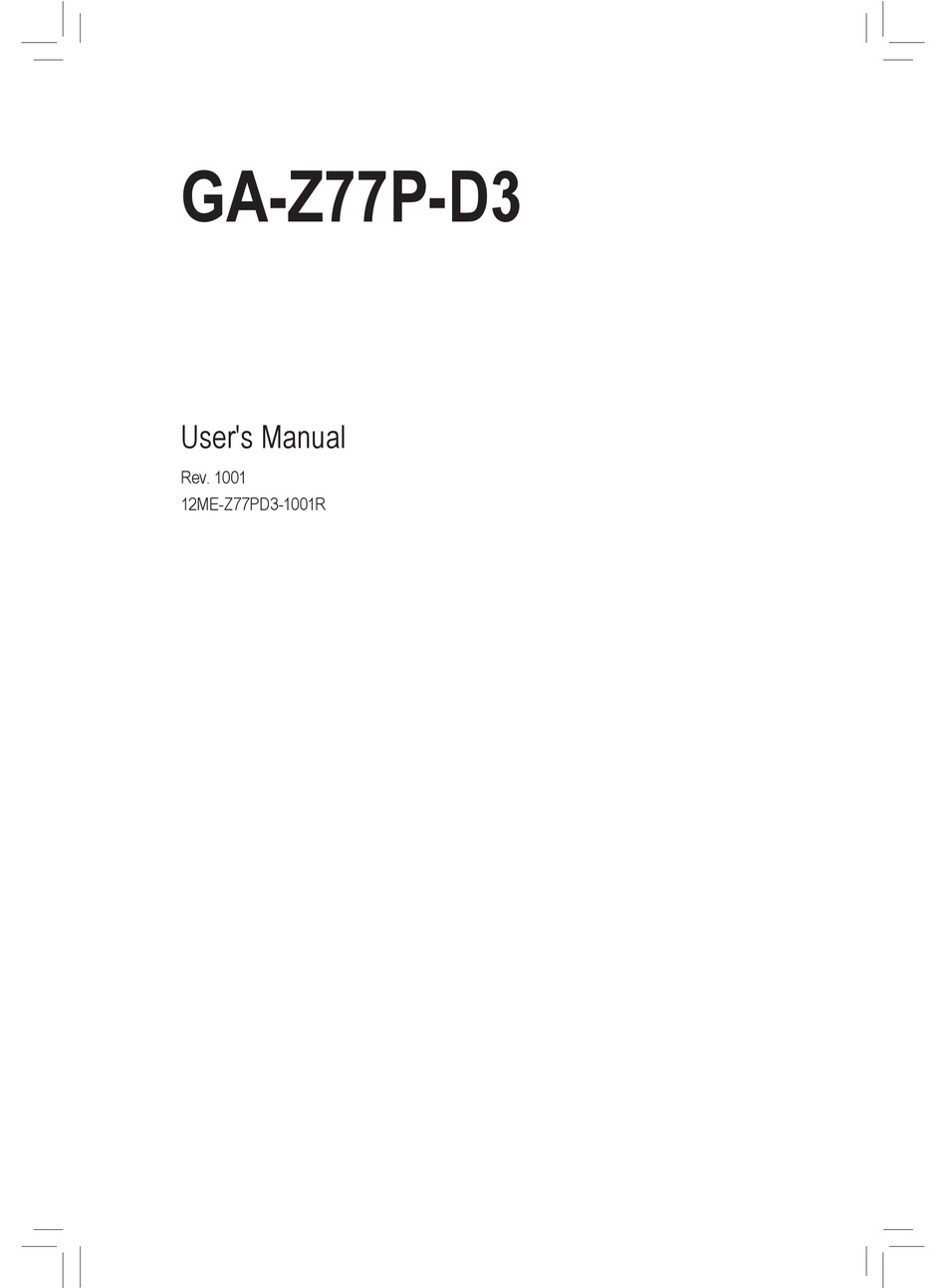 GIGABYTE GA-Z77P-D3 USER MANUAL Pdf Download | ManualsLib