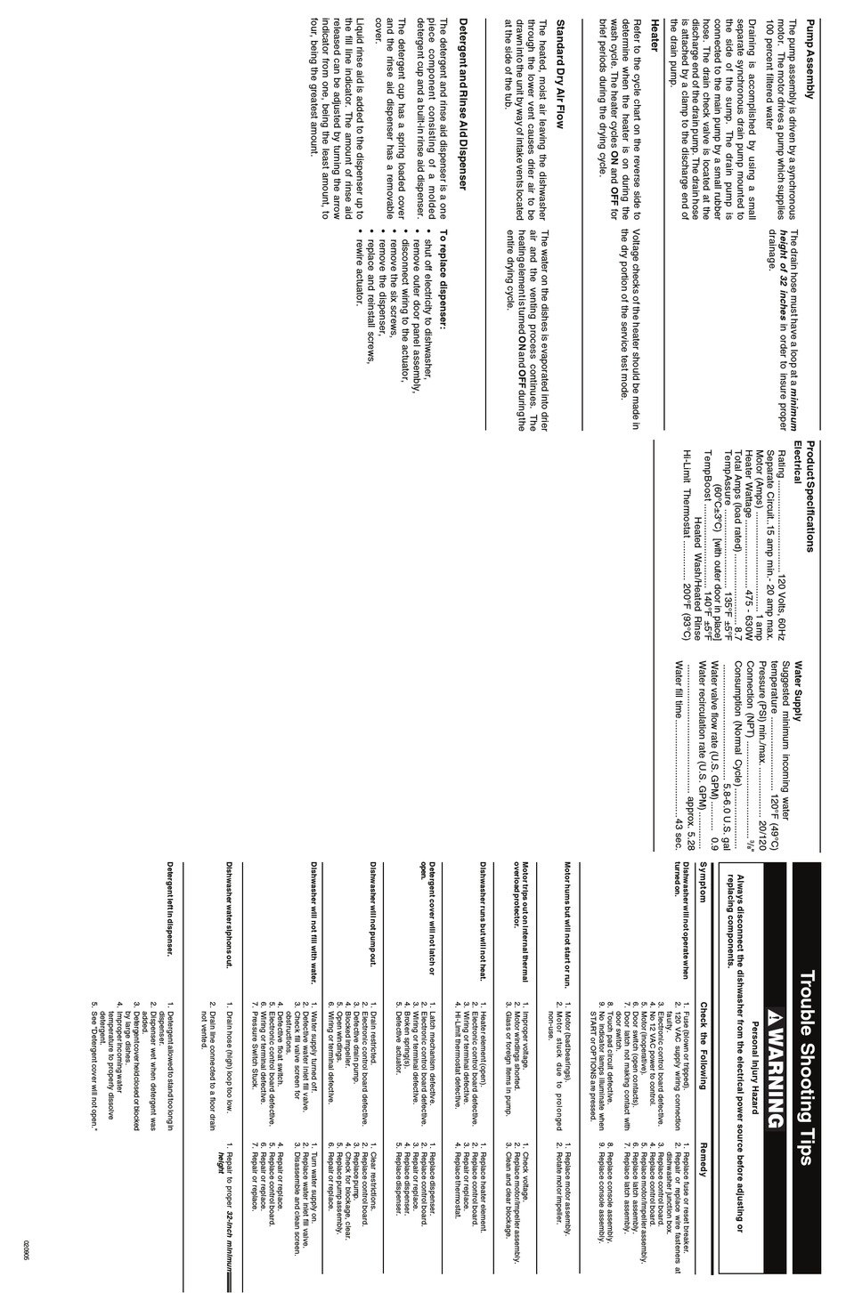 Service Manual Electrolux Dishwasher Ewdw6505gs0