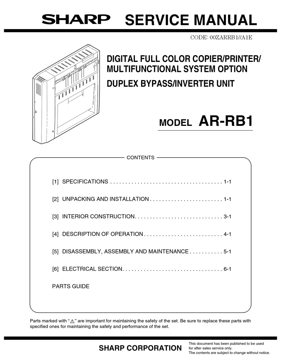 Operation manual pdf. Sharp fn1 характеристики.