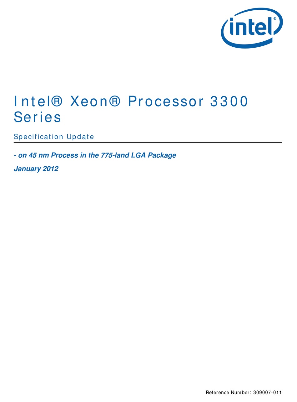 INTEL X3330 - XEON 2.66 GHZ 6M L2 CACHE 1333MHZ FSB LGA775 QUAD-CORE  PROCESSOR SPECIFICATION Pdf Download | ManualsLib