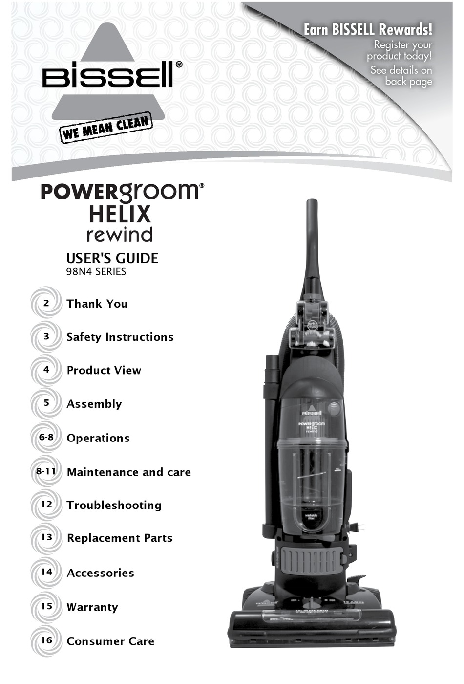 BISSELL POWERGROOM® HELIX REWIND VACUUM 