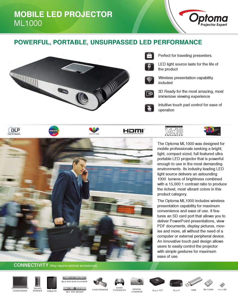 OPTOMA ML1000 DATASHEET Pdf Download 