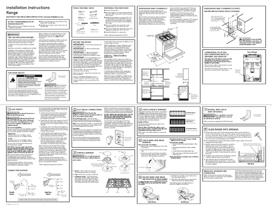 GE JGS650SEFSS INSTALLATION INSTRUCTIONS Pdf Download ManualsLib