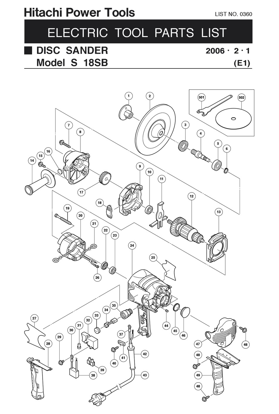 HITACHI S18SB 7" DISC SANDER PARTS LIST Pdf Download ManualsLib