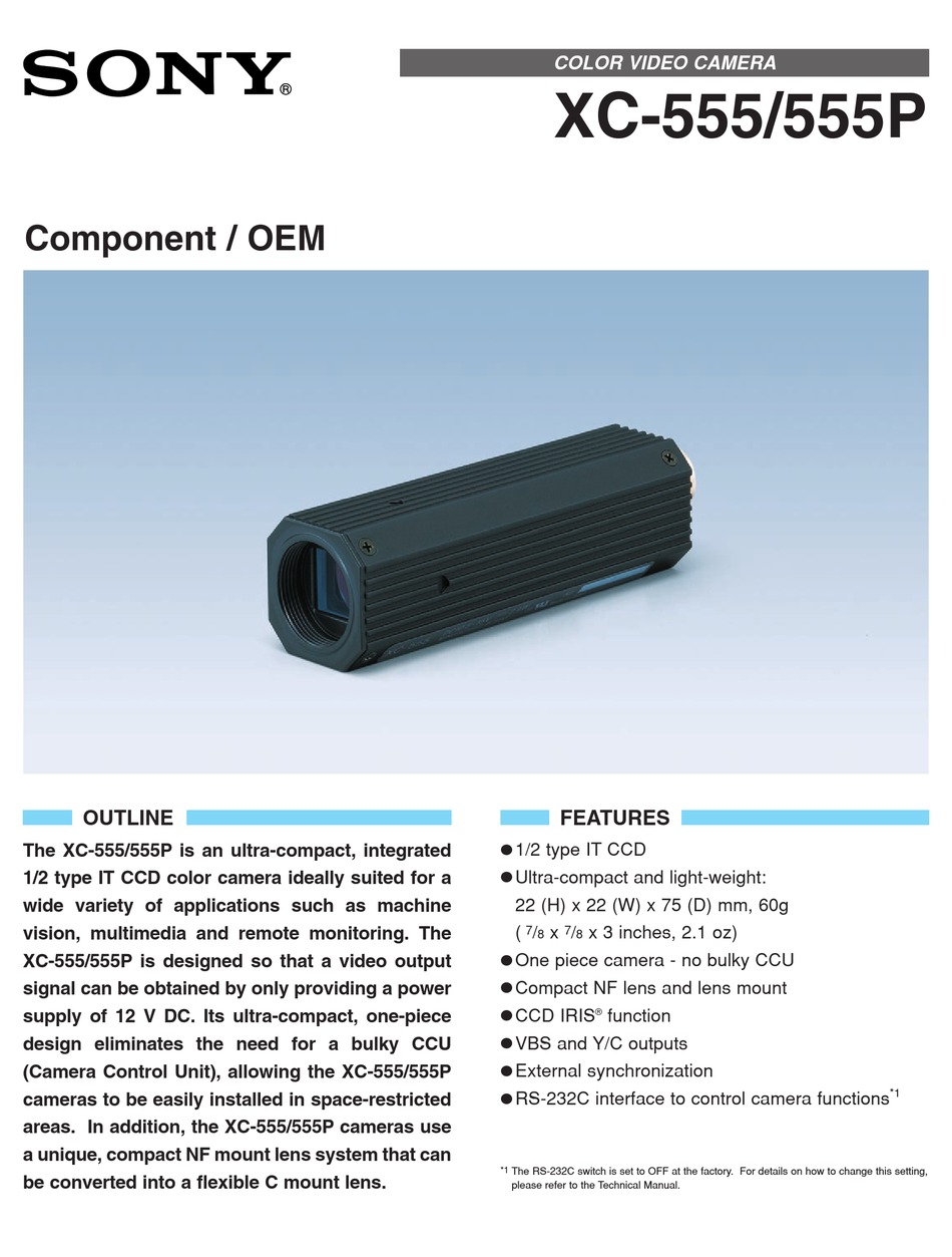 Sony Progressive XC-55BB Camera Module 10.5-15VDC 