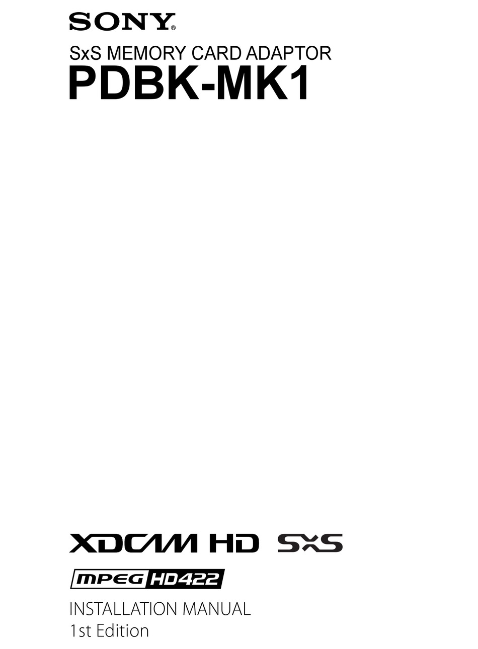 Sony Pdwhr1 Installation Manual Pdf Download Manualslib