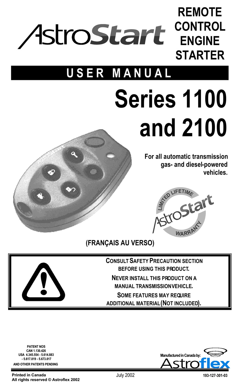 Astrostart Series 1100 User Manual Pdf Download Manualslib