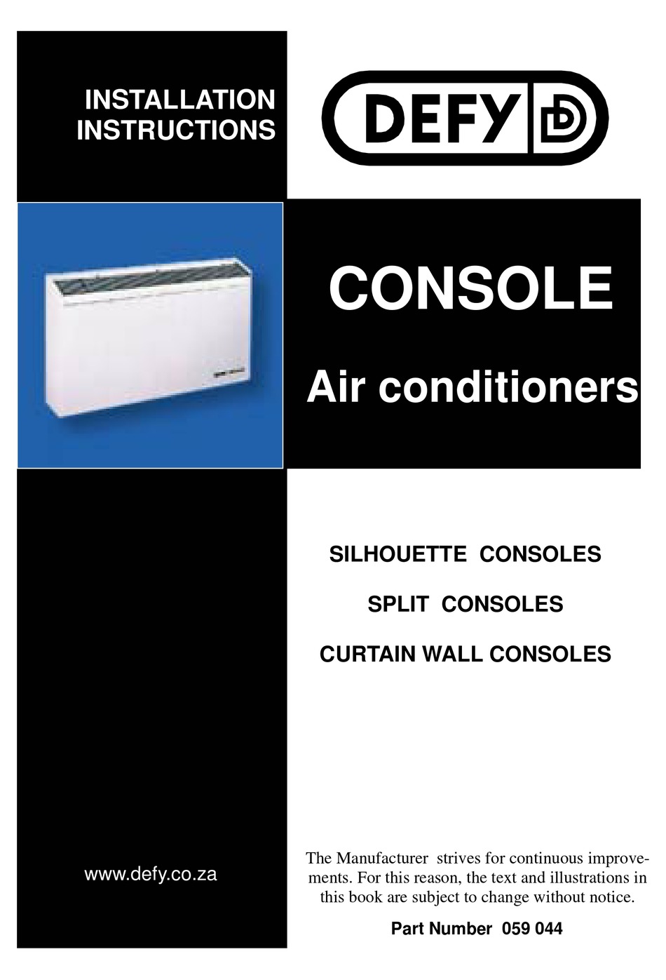 DEFY 059 044 INSTALLATION INSTRUCTIONS MANUAL Pdf Download ManualsLib