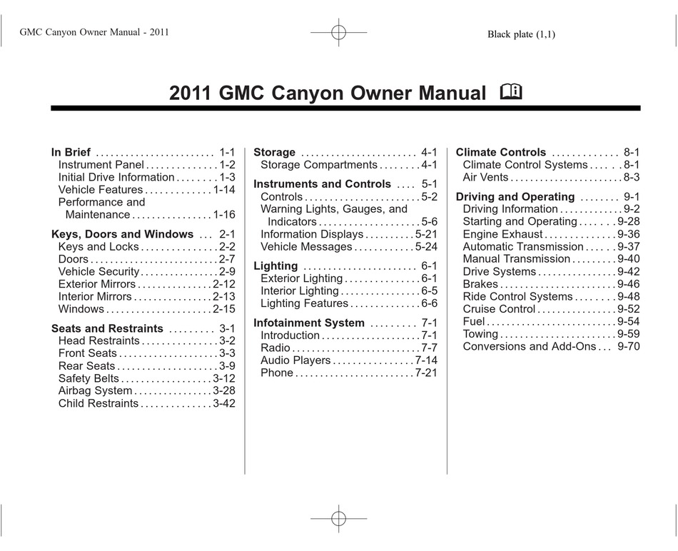 GMC 2011 GMG CANYON OWNER'S MANUAL Pdf Download | ManualsLib