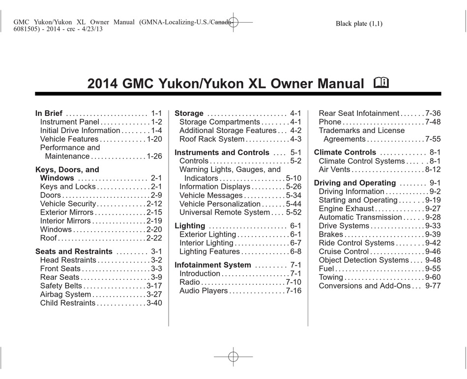 GMC 2014 YUKON/YUKON XL OWNER'S MANUAL Pdf Download ManualsLib