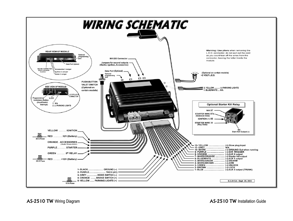AUTOSTART AS-2510 TW WIRING SCHEMATIC Pdf Download | ManualsLib
