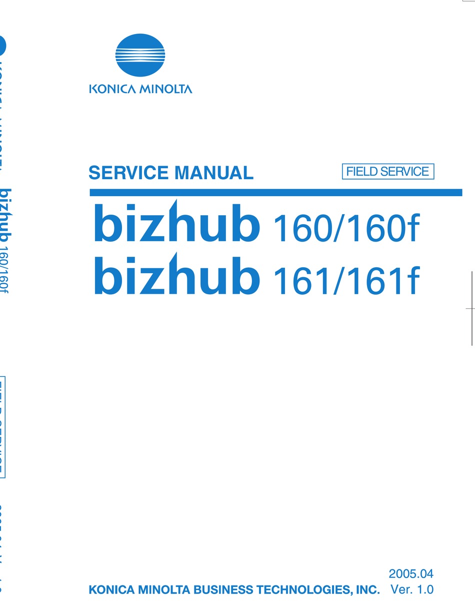 Konica Minolta Bizhub 160 Service Manual Pdf Download Manualslib