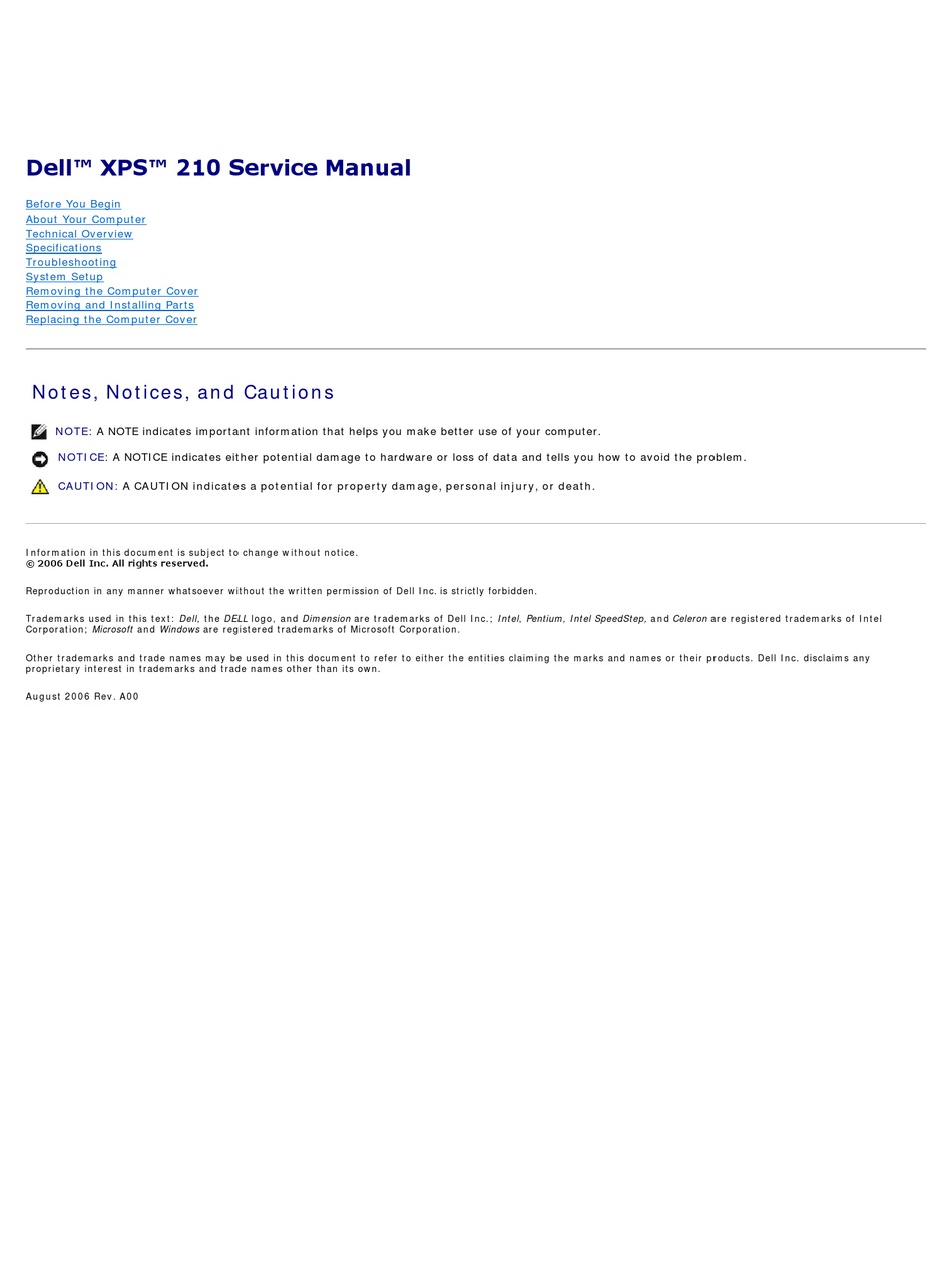 System Lights; Diagnostic Lights - Dell XPS 210 Service Manual [Page 50] |  ManualsLib