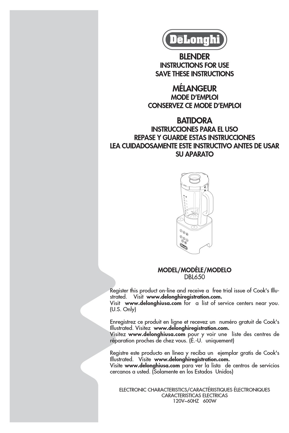 DELONGHI DBL650 INSTRUCTIONS FOR USE MANUAL Pdf Download ManualsLib