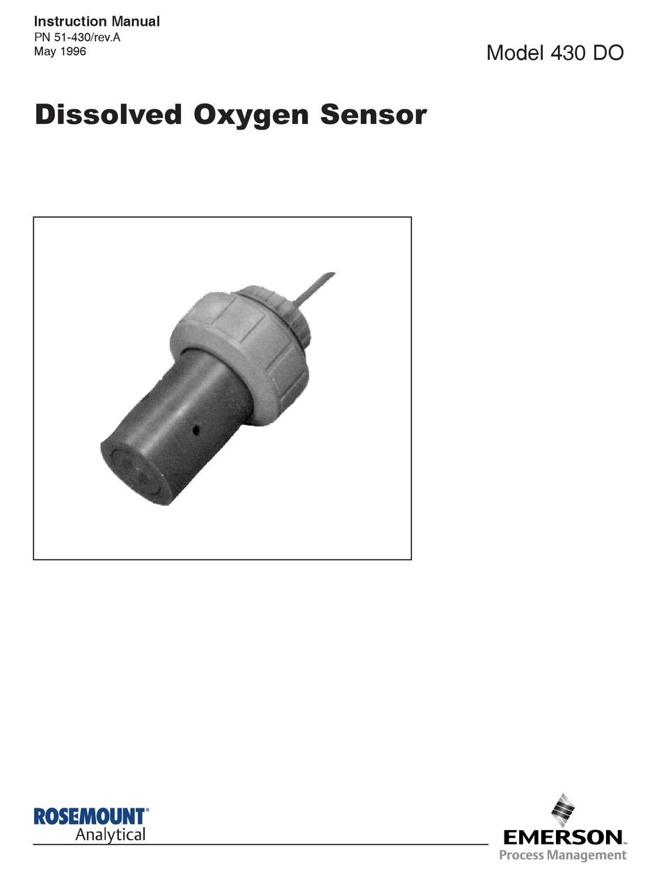 EMERSON DISSOLVED OXYGEN SENSOR MODEL 430 DO INSTRUCTION MANUAL Pdf