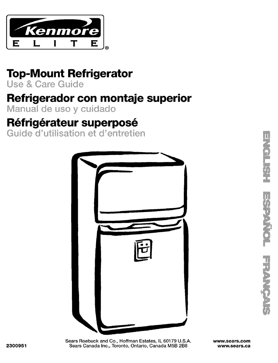 KENMORE TOPMOUNT REFRIGERATOR USE & CARE MANUAL Pdf Download ManualsLib