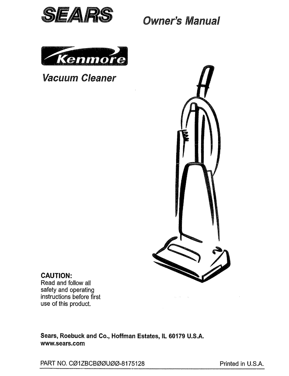 SEARS KENMORE VACUUM CLEANER OWNER'S MANUAL Pdf Download | ManualsLib