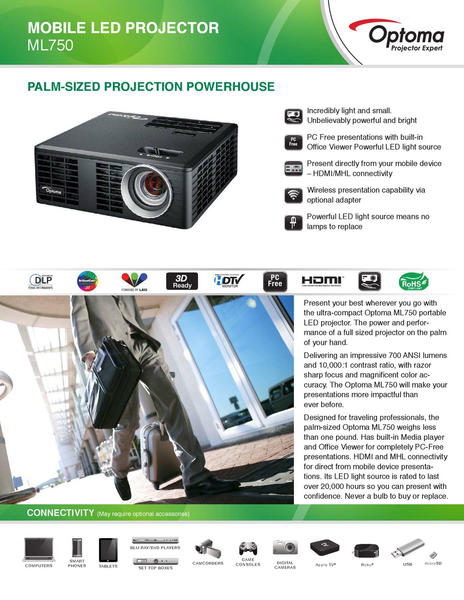 OPTOMA ML750 DATASHEET Pdf Download 