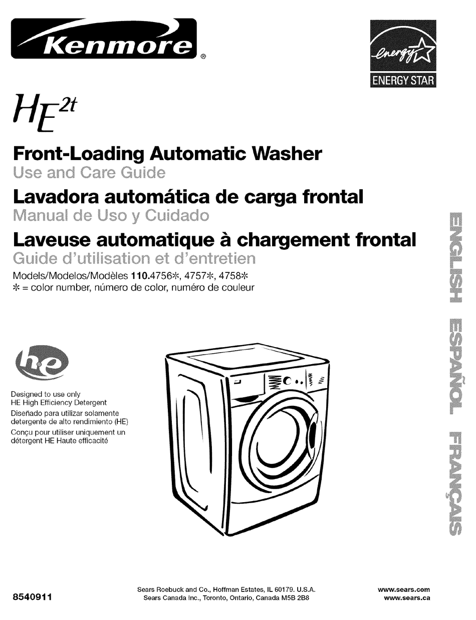 KENMORE 110.4756 SERIES USE & CARE MANUAL Pdf Download ManualsLib