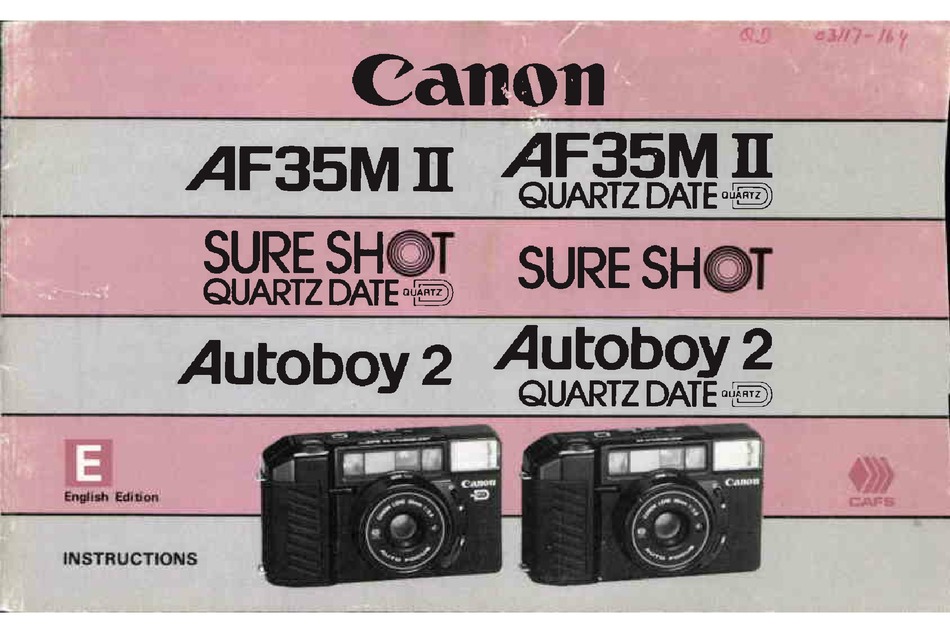 CANON AF35MII QUARTZ DATE INSTRUCTIONS MANUAL Pdf Download 