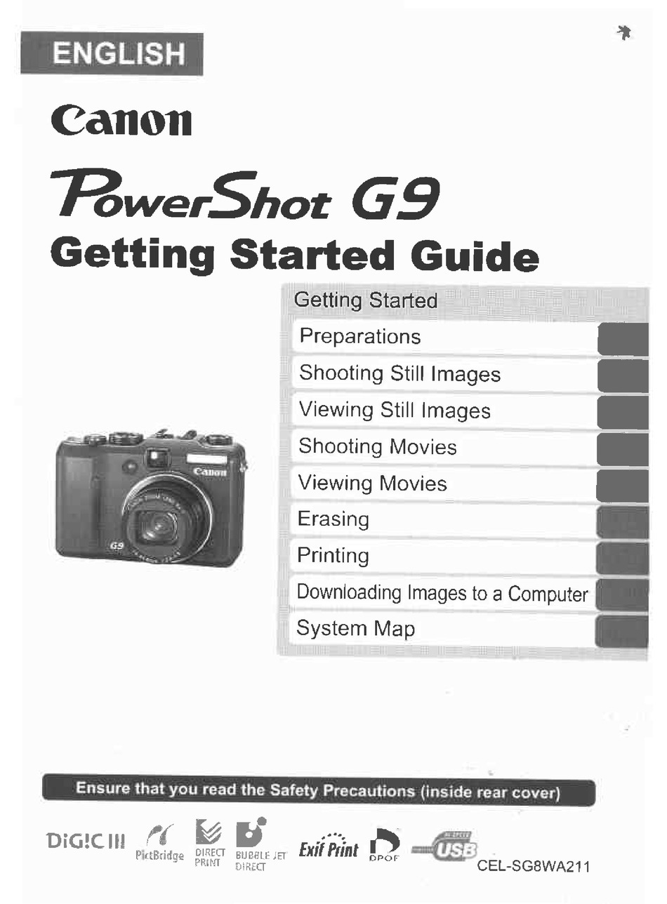 CANON POWERSHOT G9 GETTING STARTED MANUAL Pdf Download ManualsLib