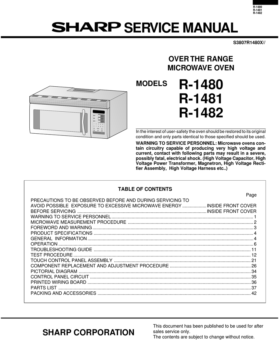 sharp carousel microwave model r 1480