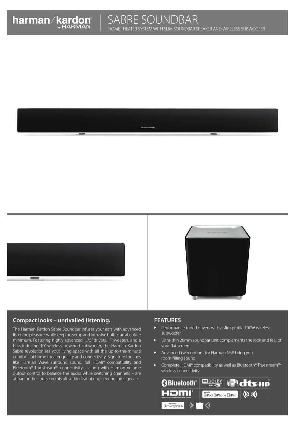 HARMAN KARDON SABRE FEATURES AND BENEFITS Pdf Download ManualsLib