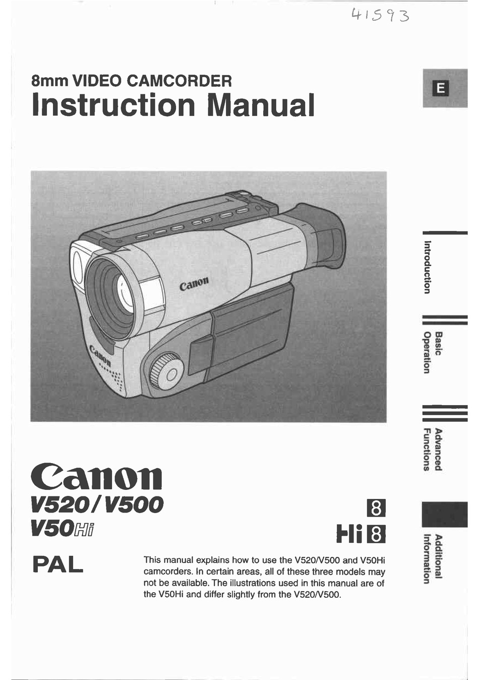 Canon V 50 Hi Instruction Manual Pdf Download Manualslib