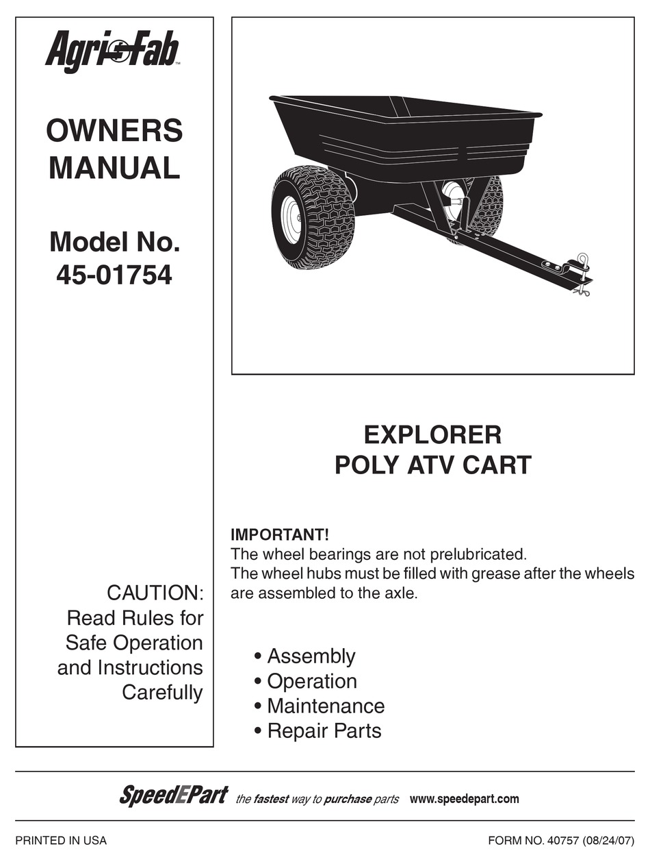 AGRI-FAB 45-01754 OWNER'S MANUAL Pdf Download | ManualsLib