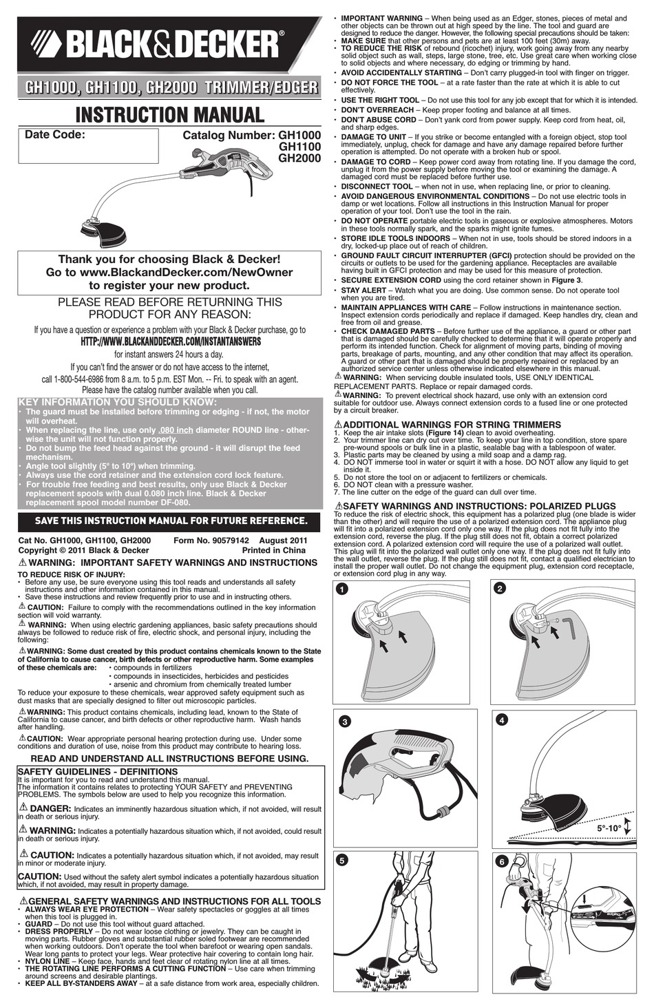 Replacement Accessories - Black & Decker GH710 Instruction Manual [Page 9]
