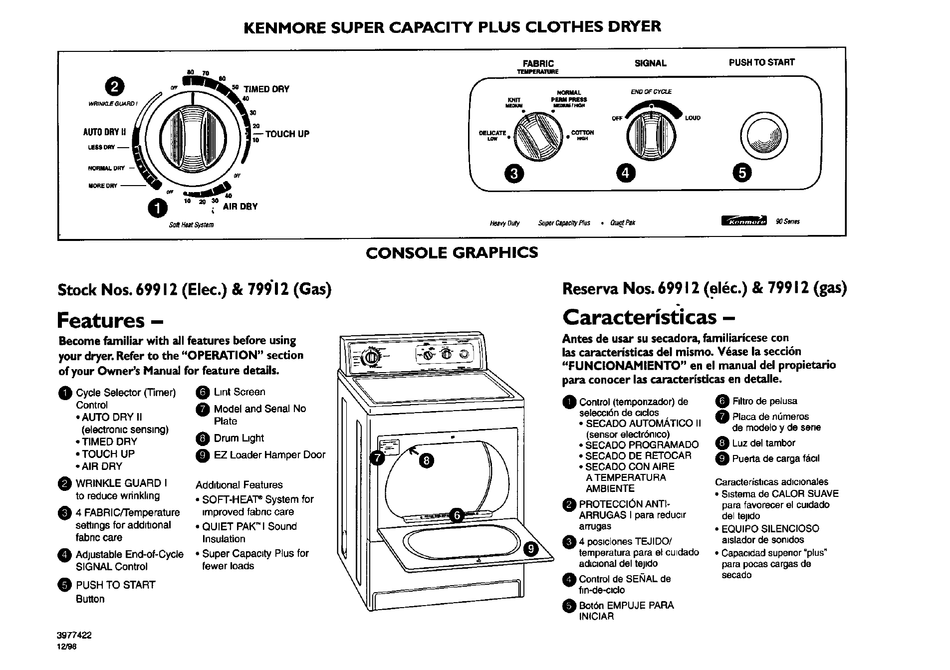 KENMORE 69912 OWNER'S MANUAL Pdf Download | ManualsLib